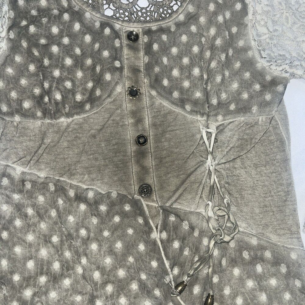 Aziza M Medium Lace Boho Olive Green Dress - Picture 3 of 16